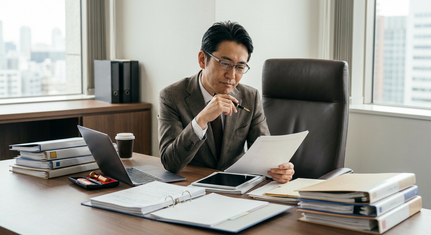 申請書類の山