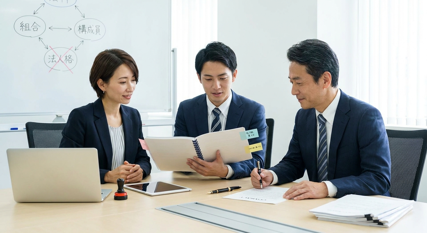 LLP（有限責任事業組合）の基本的な仕組みと登場人物のイメージ図