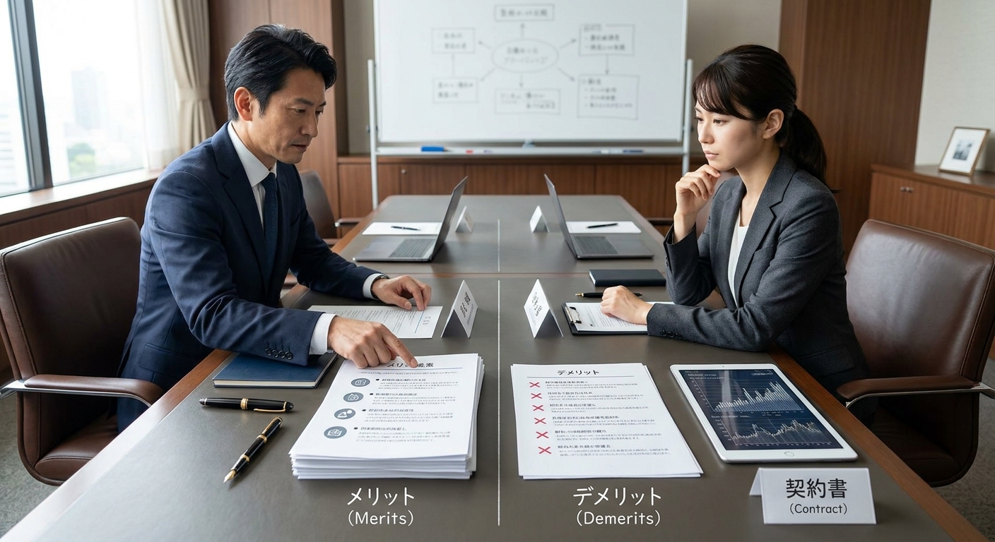 バーチャルオフィスで起業するメリットとデメリットの比較表