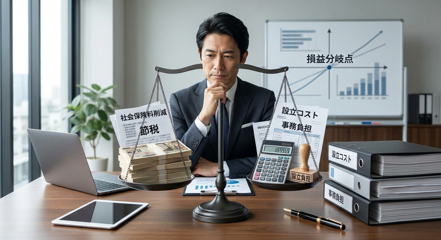 二刀流の削減メリットと維持コスト・手間の損益分岐点ビジュアル