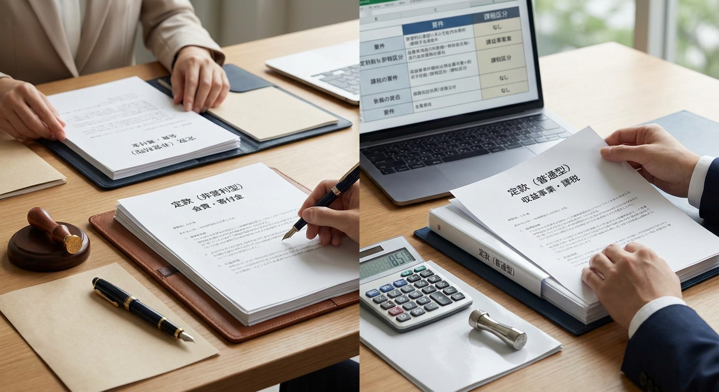 「非営利型」と「普通型」の課税範囲の違いを比較した表