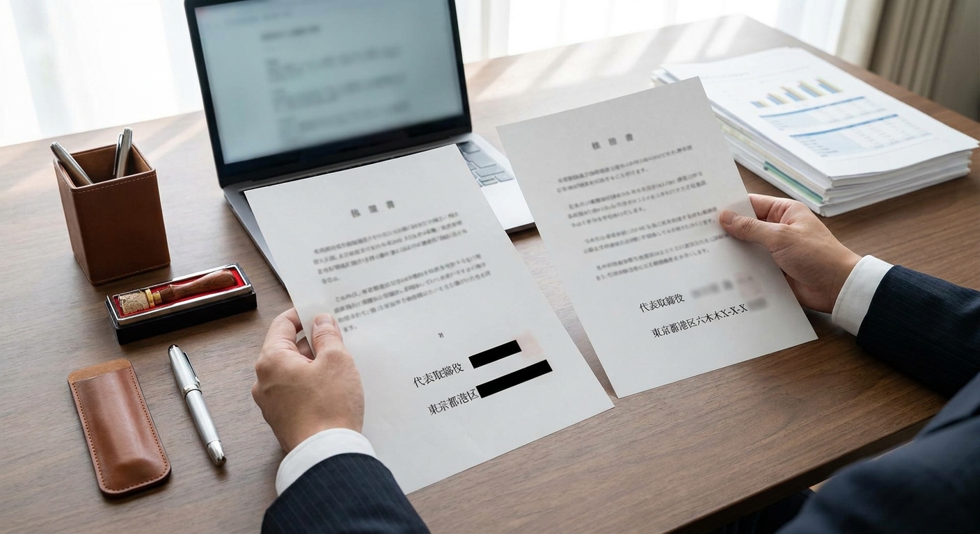 代表取締役の住所非表示制度の概要と表示範囲の比較図