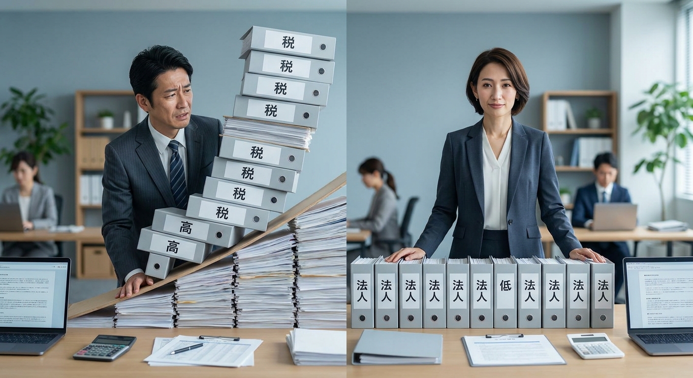 個人事業主と法人の課税イメージ比較図