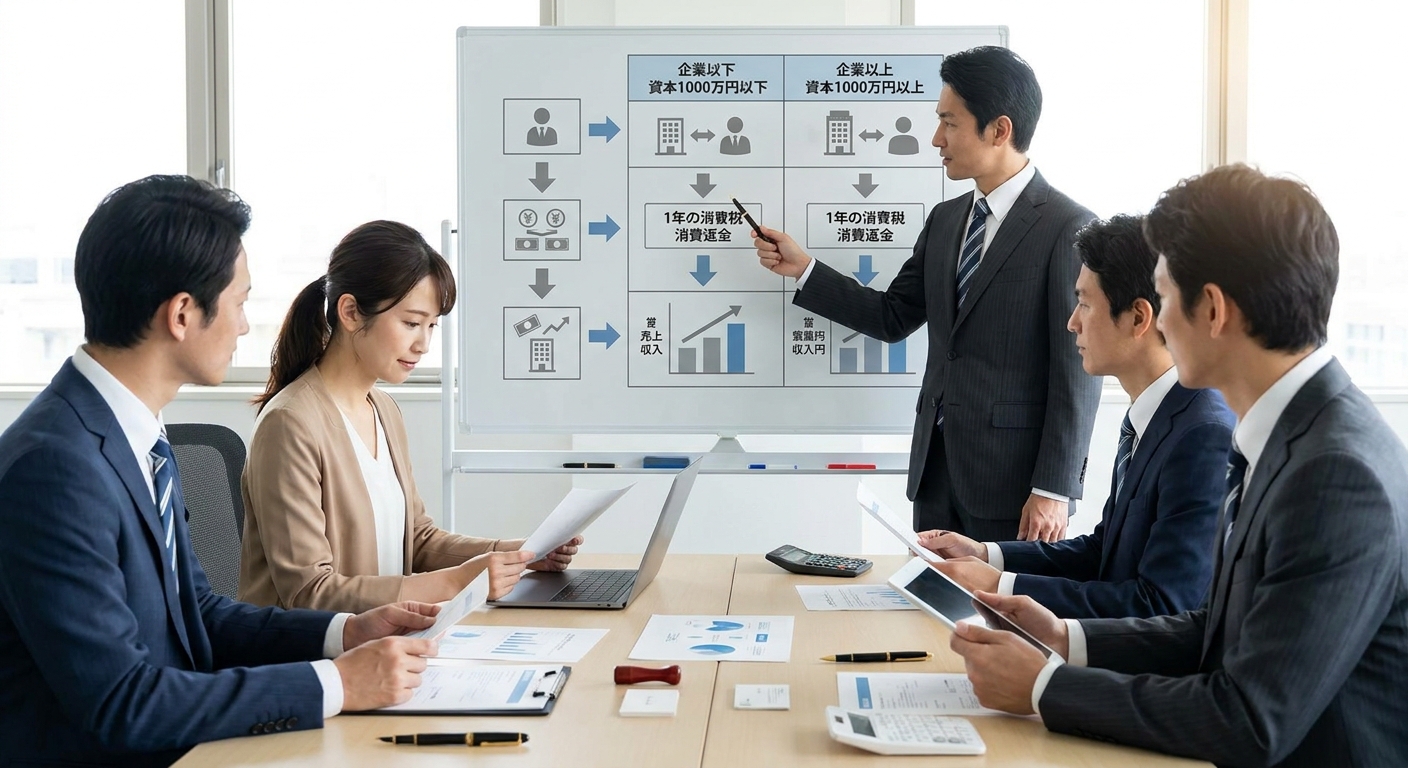 個人事業主から法人成りへのステップ、または設立1期目の資本金による違いを示す比較表