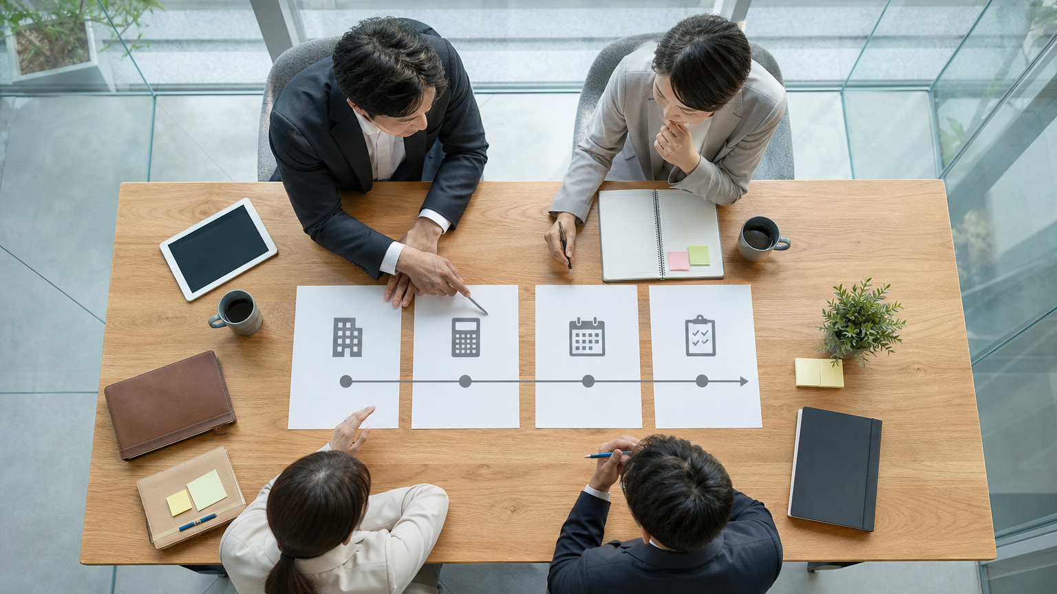 会社の設立日から決算日、申告期限までの関係を示すタイムライン