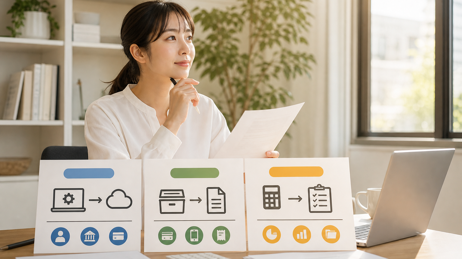 設立日から月末締めまでの法人経理スケジュール図