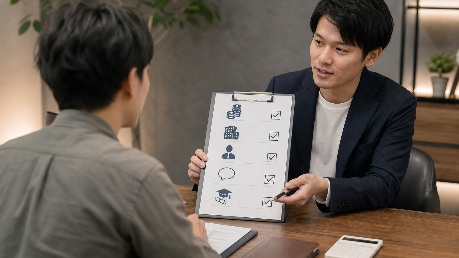 経営・管理ビザで確認すべき3,000万円、事業所、常勤職員、日本語能力、学歴・職歴の要件チェック図
