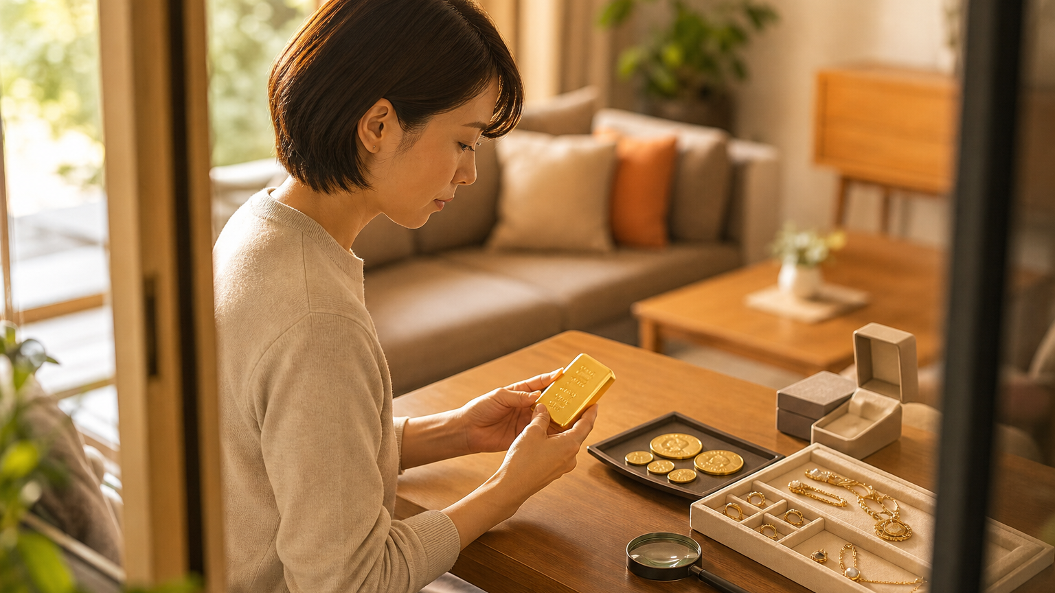 金地金、金貨、宝飾品ごとの相続税評価方法を比較した表