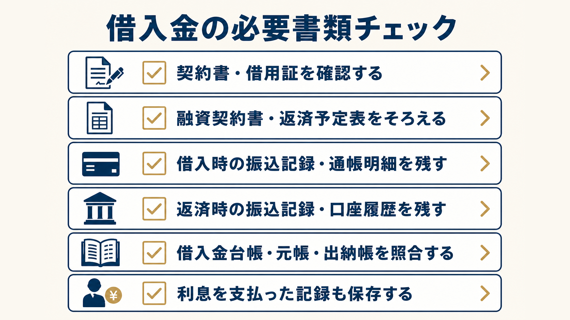 税務調査で借入金について確認される書類のチェックリスト